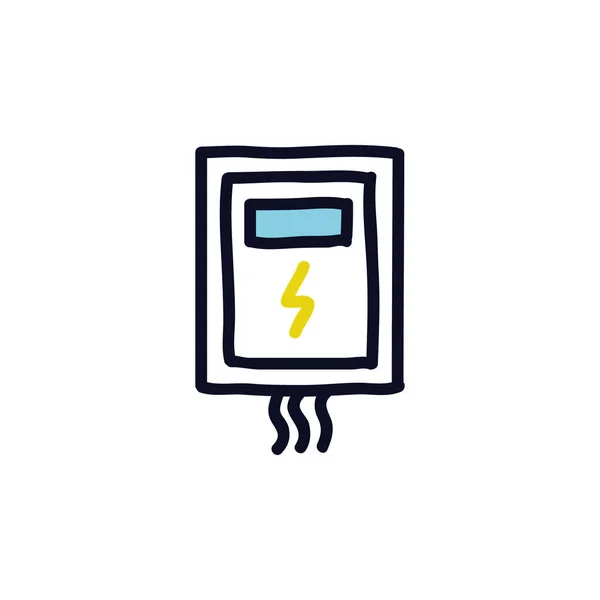 Transformator pole elektryczne Doodle ikona, wektor illutsration — Wektor stockowy