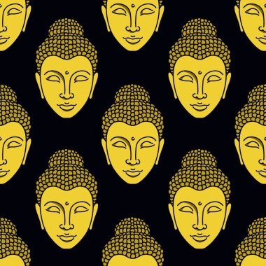Buda dikişsiz doodle desen illüstrasyon