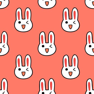 emoji tavşan dikişsiz doodle desen