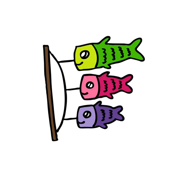 Koinobori doodle icoon, vectorillustratie — Stockvector