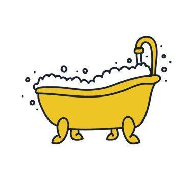 banyo doodle simgesi, vektör illüstrasyon