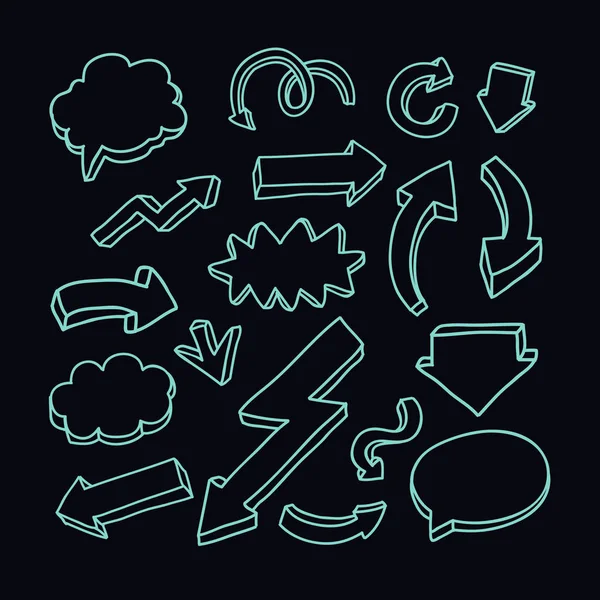 Flechas y burbujas de voz garabato icono, vector de ilustración — Vector de stock