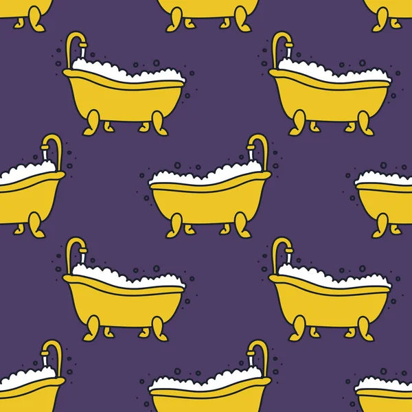 Illustration de modèle de doodle sans couture de salle de bains — Image vectorielle