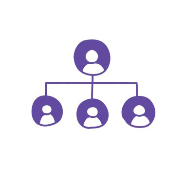 personel iletişim şeması doodle simgesi, vektör illüstrasyon