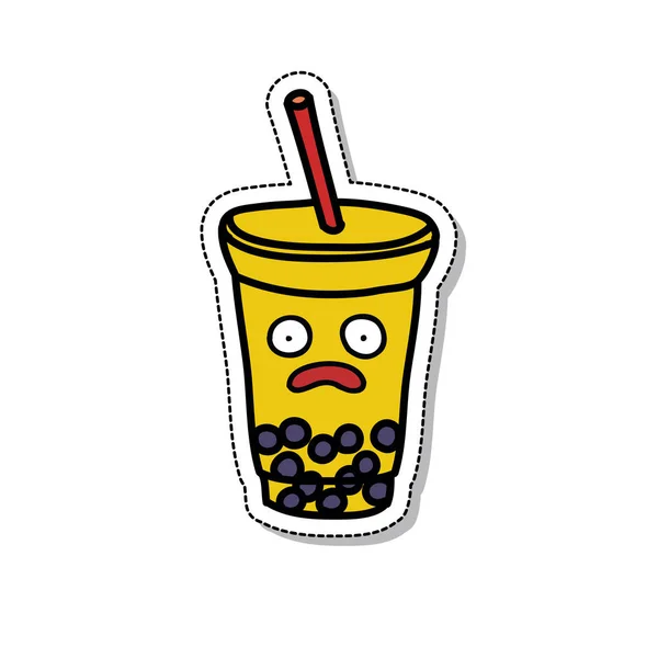 Bubble tea doodle icon, vector illustration — Stock Vector