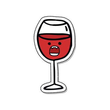 Bir bardak şarap karalama ikonu, vektör illüstrasyonu