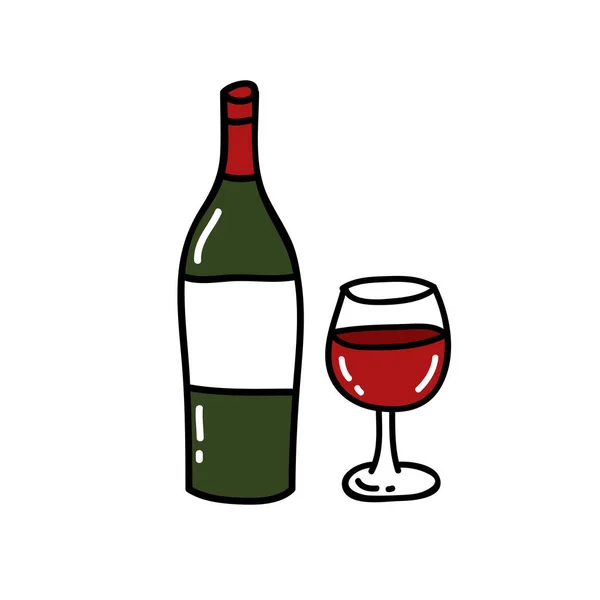 Vino garabato icono, vector de ilustración — Vector de stock