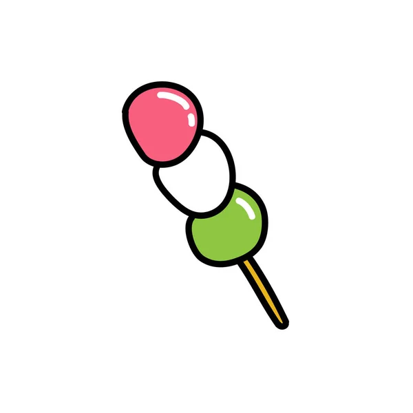 Dango ícone doodle sobremesa japonesa, ilustração vetorial — Vetor de Stock