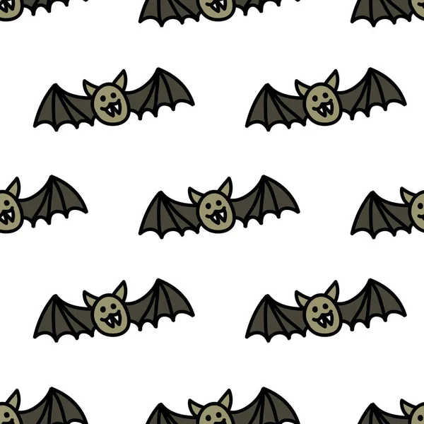 Padrão de doodle sem costura morcego, ilustração vetorial — Vetor de Stock