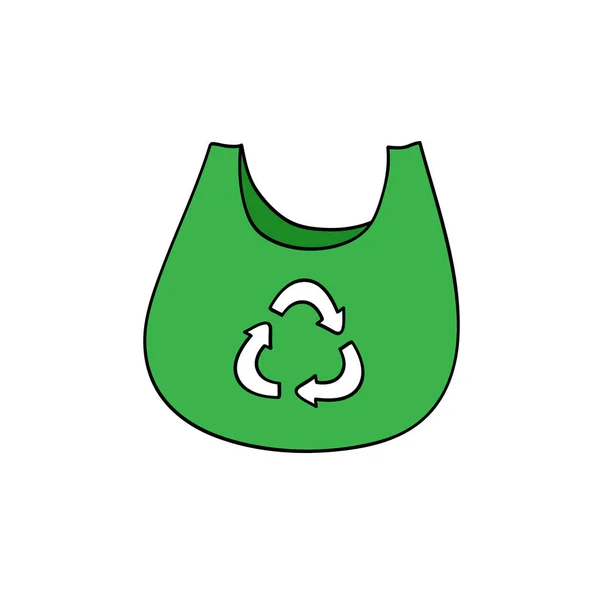 Recycling-Tasche Doodle-Symbol, Vektor-Abbildung — Stockvektor