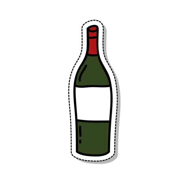 Bottle of wine doodle icon, vector illustration — Stock Vector