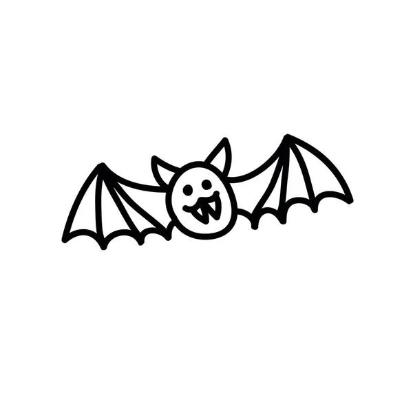 Ícone doodle morcego, ilustração vetorial — Vetor de Stock