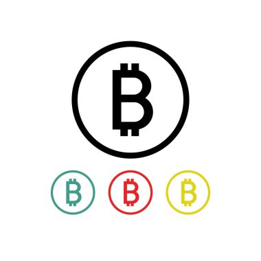 Bitcoin düz simgesi, vektör renk illüstrasyonu
