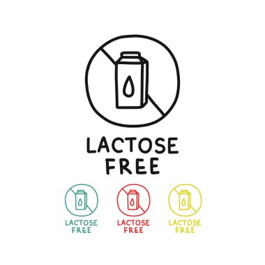 laktozsuz sembol karalama simgesi, vektör illüstrasyonu