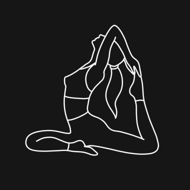 yoga kızı karalama simgesi, vektör illüstrasyonu