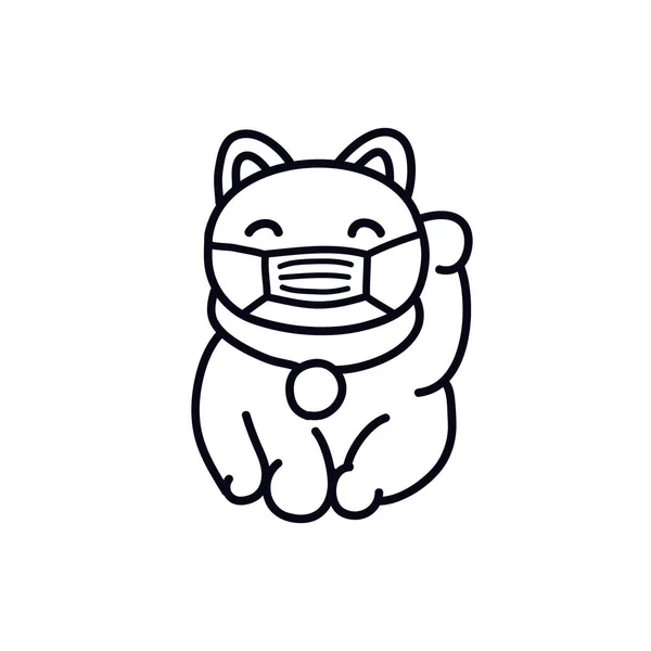 Maneki icona neko doodle, illustrazione vettoriale — Vettoriale Stock