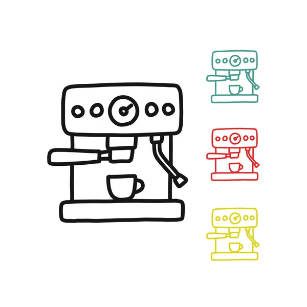 Επαγγελματική Μηχανή Καφέ Doodle Εικονίδιο Διανυσματική Γραμμή Εικονογράφηση — Διανυσματικό Αρχείο