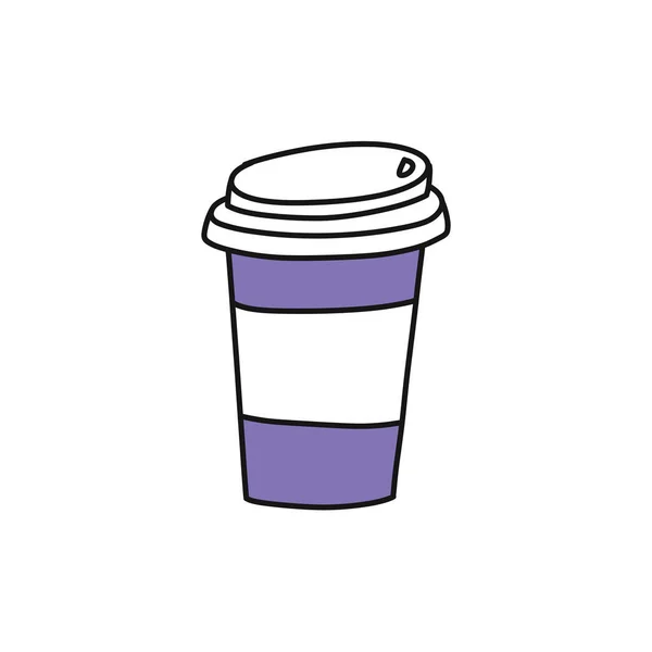 Kaffeetasse Zum Mitnehmen Doodle Symbol Vektorfarbenillustration — Stockvektor
