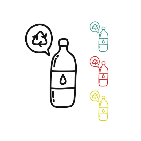 Icono Garabato Botella Plástico Reciclado Ilustración Línea Vectores — Vector de stock