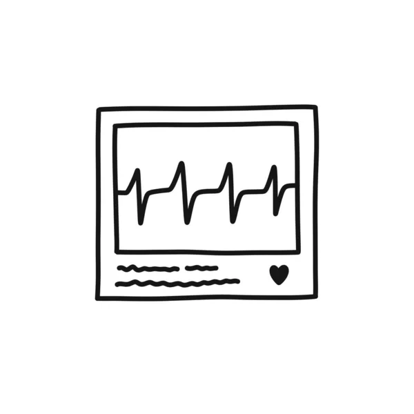 Kardiogramm Doodle Symbol Vektor Farbabbildung — Stockvektor