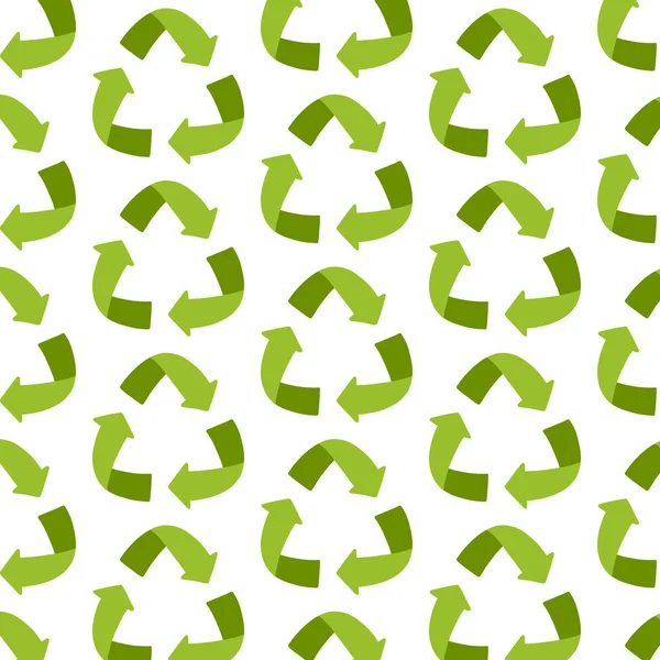 Recycling Symbol Nahtlose Doodle Muster Vektorfarbenillustration — Stockvektor