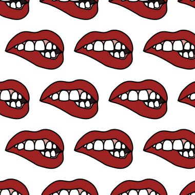 ağız, dudaklar karalama deseni, vektör rengi çizimi