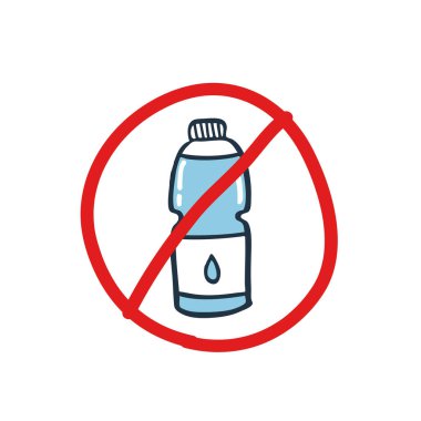 Bir şişe su karalama simgesi, vektör rengi çizimi