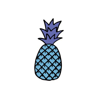 ananas karalama simgesi, vektör renk çizimi