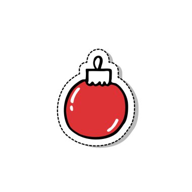 Noel ağacı oyuncağı karalama simgesi, vektör rengi çizimi