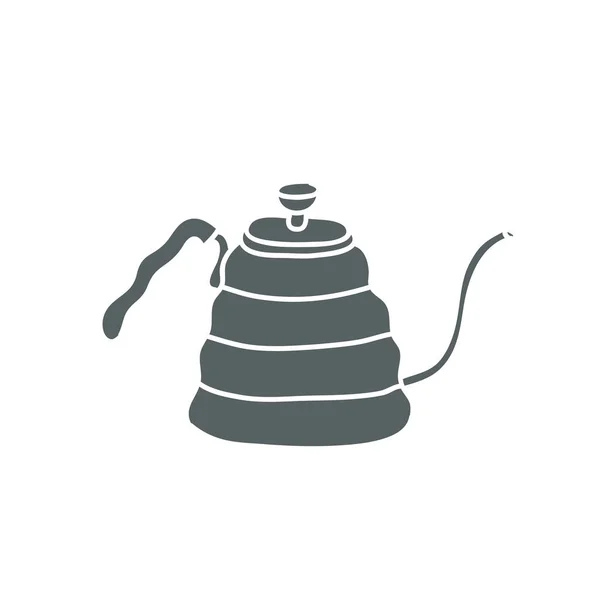 Doodle Pictogram Waterkoker Voor Koffie Vector Kleur Illustratie — Stockvector