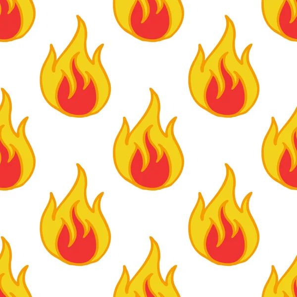 Вогонь Безшовний Каракулі Візерунок Векторна Кольорова Ілюстрація — стоковий вектор