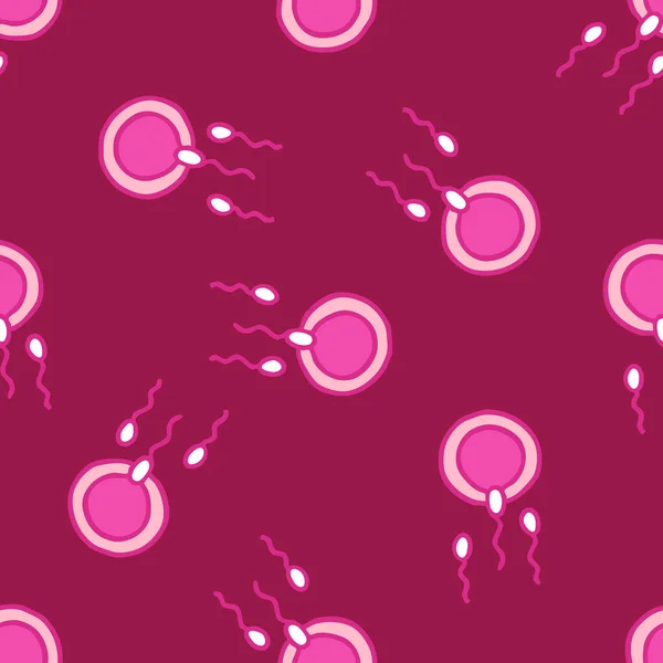 Ovum Sperm Seamless Doodle Pattern Vector Color Illustration — Stock Vector