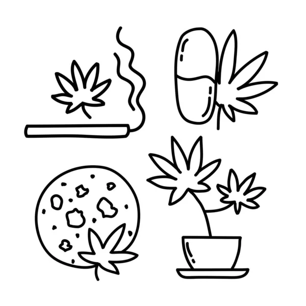 Marihuana Doodle Ikona Vektorové Barevné Ilustrace — Stockový vektor