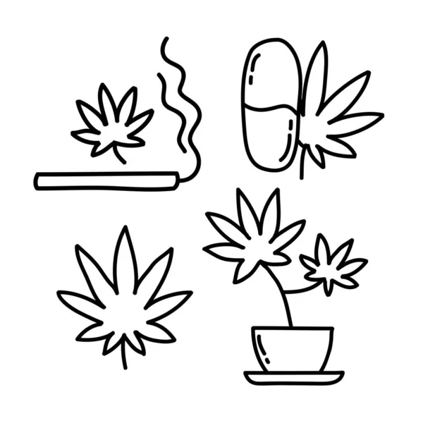 Marihuana Doodle Ikona Vektorové Barevné Ilustrace — Stockový vektor