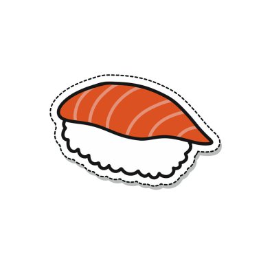 sushi doodle simgesi, vektör rengi çizimi