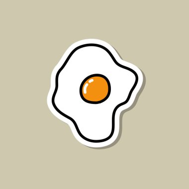Kızarmış yumurta karalama simgesi, vektör rengi çizimi