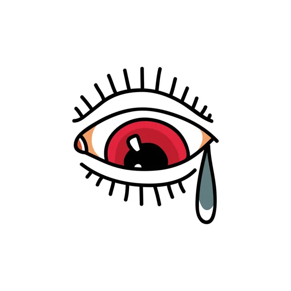 Auge Doodle Symbol Traditionelle Tattoofarbe Illustration — Stockvektor