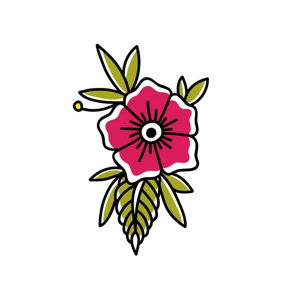 Иконка Цветка Традиционная Иллюстрация Цвета Татуировки — стоковый вектор