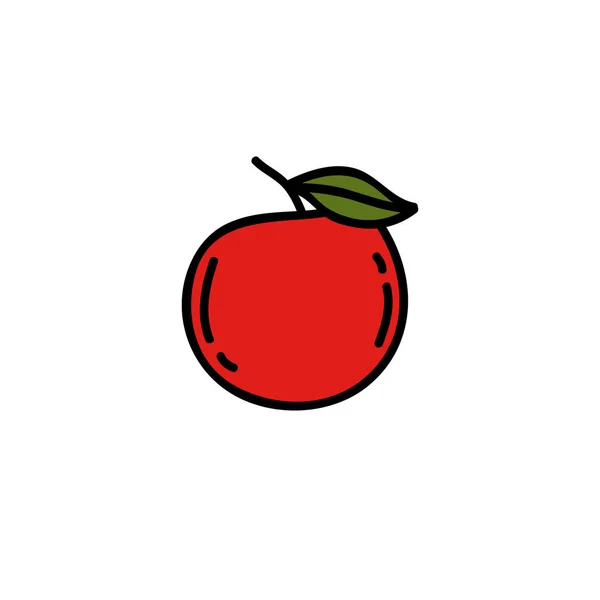 Apfel Doodle Symbol Vektorfarbenillustration — Stockvektor