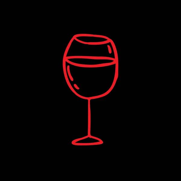玻璃葡萄酒涂鸦图标 矢量颜色插图 — 图库矢量图片