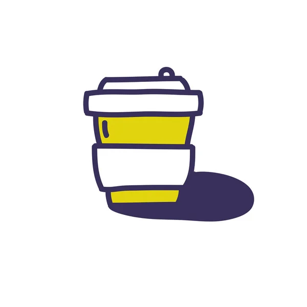Kaffeetasse Doodle Symbol Vektor Farbabbildung — Stockvektor