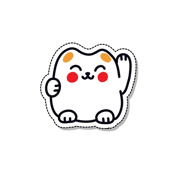 Maneki Neko Doodle Icon Vektorfarbige Illustration — Stockvektor