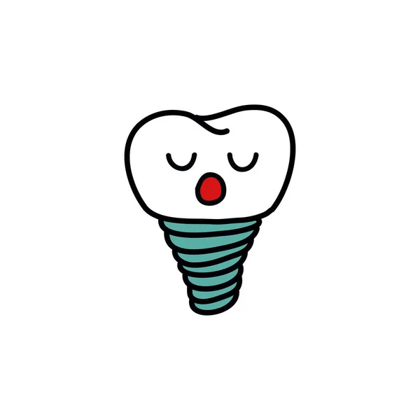 Icono Doodle Implante Dental Ilustración Color Vectorial — Archivo Imágenes Vectoriales