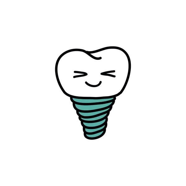 Icono Doodle Implante Dental Ilustración Color Vectorial — Archivo Imágenes Vectoriales