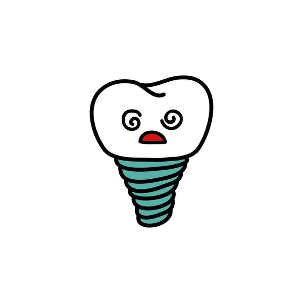 Ícone Doodle Implante Dentário Ilustração Cor Vetorial —  Vetores de Stock
