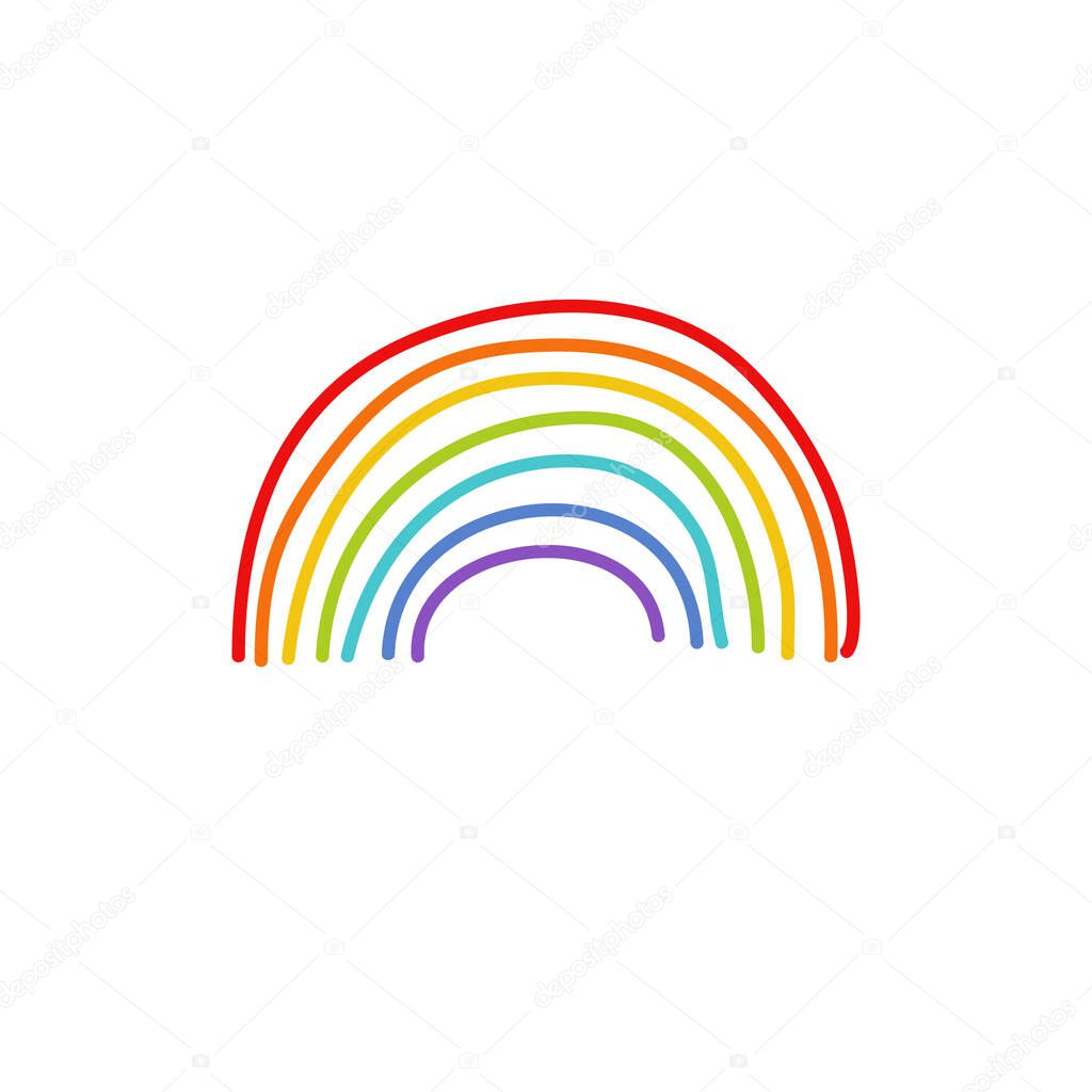 rainbow doodle icon, vector color illustration