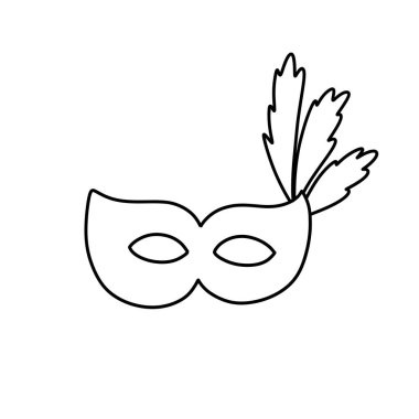 karnaval maskesi, mardi gras karalama simgesi, vektör rengi çizimi