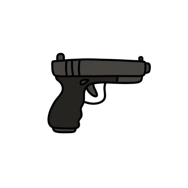 Pistole Doodle Symbol Vektorfarbabbildung — Stockvektor