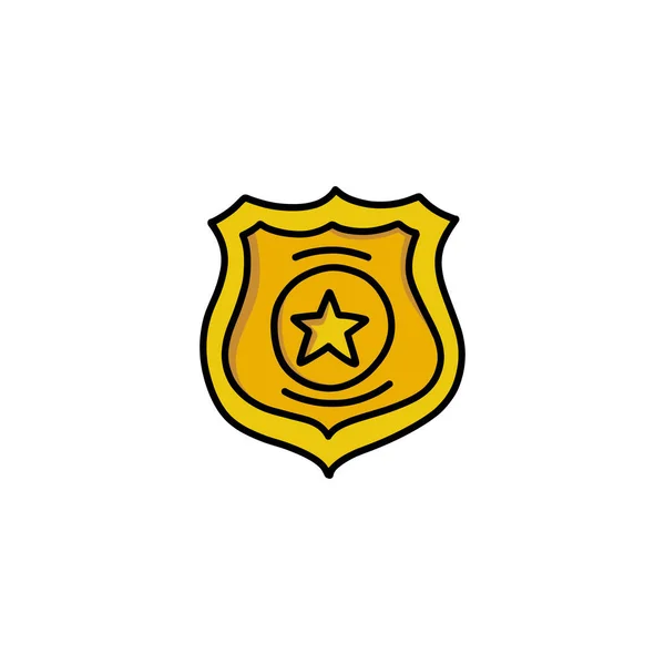 Badge Police Icône Doodle Illustration Vectorielle Couleur — Image vectorielle