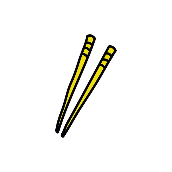 Eetstokjes Doodle Icoon Vector Kleur Illustratie — Stockvector